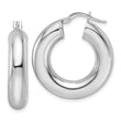 Sterling Silver Rhod-plated  Polished 6mm Hollow Tube Hoop Earrings