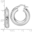 Sterling Silver Rhod-plated Polished & D/C 6mm Hollow Hoop Earrings