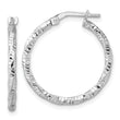 Sterling Silver Rhodium-plated Polished Diamond-cut Twist 2mm Hoop Earrings