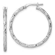 Sterling Silver Rhodium-plated Polished Diamond-cut Twist 2mm Hoop Earrings