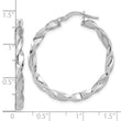 Sterling Silver Rhodium-plated Polished & Textured Twisted Hoop Earrings