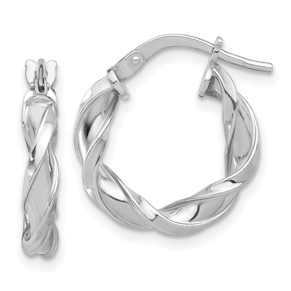 Sterling Silver Rhodium-plated Polished Twisted Hoop Earrings