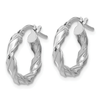 Sterling Silver Rhodium-plated Polished Twisted Hoop Earrings