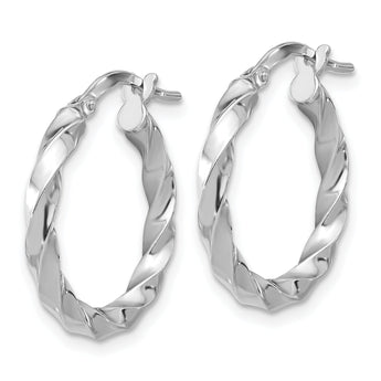 Sterling Silver Rhodium-plated Polished Twisted Hoop Earrings