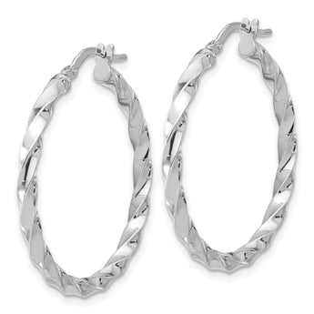 Sterling Silver Rhodium-plated Polished Twisted Hoop Earrings