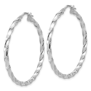 Sterling Silver Rhodium-plated Polished Twisted Hoop Earrings