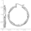 Sterling Silver Rhodium-plated Textured 3.7mm Twisted Hoop Earrings