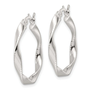 Sterling Silver Polished Twisted Hoop Earrings