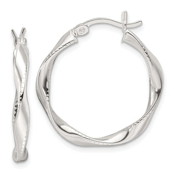 Sterling Silver Polished Twisted Hoop Earrings