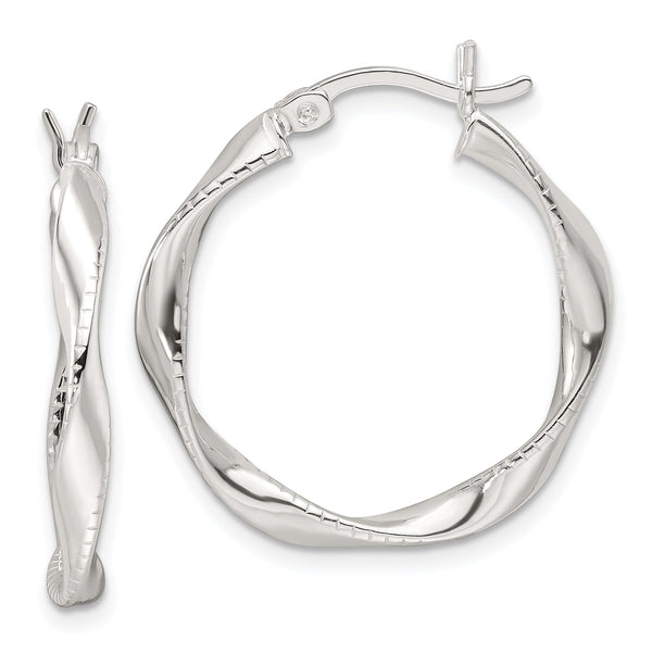 Sterling Silver Polished Twisted Hoop Earrings