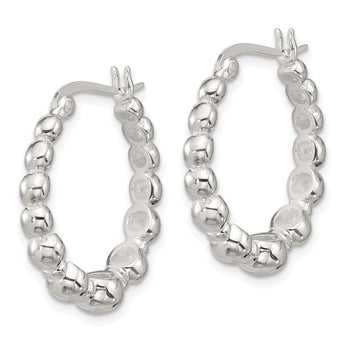 Sterling Silver Polished Graduated Bead Hoop Earrings