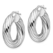 Sterling Silver Rhod-plated Polished 6mm Twisted Hollow Hoop Earrings