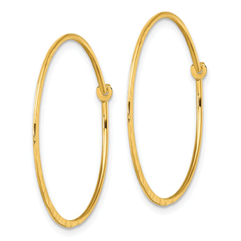 Sterling Silver Gold-tone Polished and Hammered Hoop Earrings