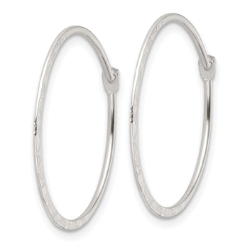 Sterling Silver Polished and Hammered Medium Round Hoop Earrings