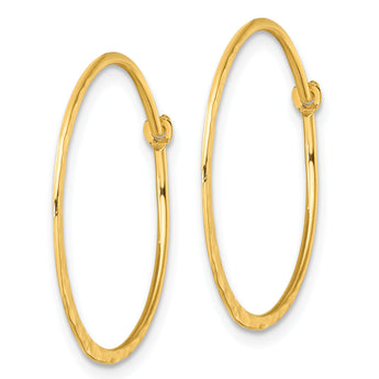 Sterling Silver Gold-tone Polished and Hammered Hoop Earrings