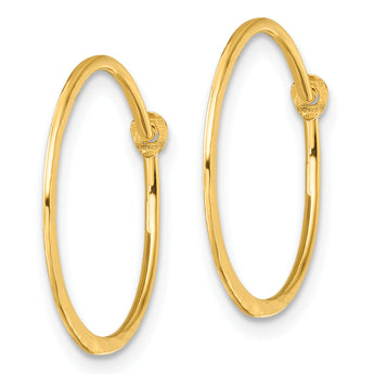 Sterling Silver Gold-tone Polished and Hammered Hoop Earrings