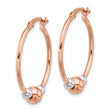 Sterling Silver and Rose-tone Polished Beaded Hoop Earrings