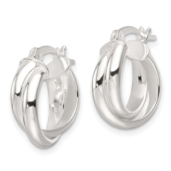 Sterling Silver Polished Twisted Double Hoop Earrings