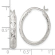 Sterling Silver Textured and Diamond-Cut 4mm Oval Hoop Earrings
