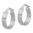 Sterling Silver Rhod-plated Polished Grooved Round Hoop Earrings