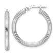 Sterling Silver RH-plated Polished Ridged 3mm Round Hoop Earrings