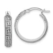 Sterling Silver Antiqued/Textured Greek Key SM Round Hoop Earrings