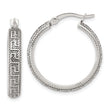 Sterling Silver Antiqued/Textured Greek Key LG Round Hoop Earrings
