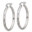 Sterling Silver Polished Diamond-Cut 3mm Round Hoop Earrings