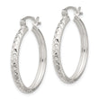 Sterling Silver Polished Diamond-Cut 3mm Round Hoop Earrings