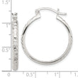 Sterling Silver Polished Diamond-Cut 3mm Round Hoop Earrings