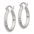 Sterling Silver Polished Diamond-Cut 3mm Round Hoop Earrings