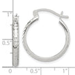 Sterling Silver Polished Diamond-Cut 3mm Round Hoop Earrings