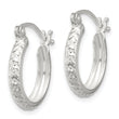 Sterling Silver Polished Diamond-Cut 3mm Round Hoop Earrings