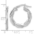 Sterling Silver RH-plated Polished and Textured Twisted Hoop Earrings