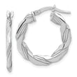 Sterling Silver RH-plated Polished and Textured Twisted Hoop Earrings