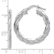 Sterling Silver RH-plated Polished and Textured Twisted Hoop Earrings