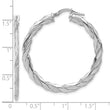 Sterling Silver RH-plated Polished and Textured Twisted Hoop Earrings