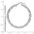 Sterling Silver RH-plated Polished and Textured Twisted Hoop Earrings