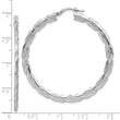 Sterling Silver RH-plated Polished and Textured Twisted Hoop Earrings