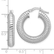 Sterling Silver RH-plated Polish Hollow Spiral Round Hoop Earrings