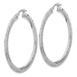 Sterling Silver Rhodium-plated D/C Knife Edge Round Hoop Earrings