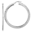 Sterling Silver Rhodium-plated D/C Knife Edge Round Hoop Earrings