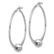 Sterling Silver Rhod-plated Polished Ball Large Round Hoop Earrings
