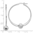 Sterling Silver Rhod-plated Polished Ball Large Round Hoop Earrings