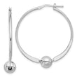 Sterling Silver Rhod-plated Polished Ball Large Round Hoop Earrings