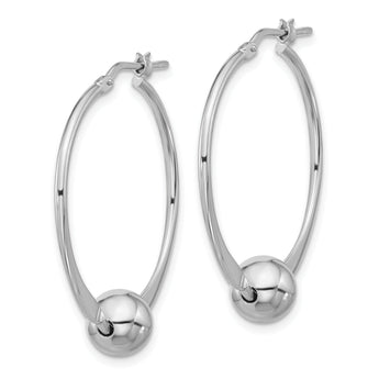 Sterling Silver Rhod-plated Polished Ball Small Round Hoop Earrings