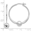 Sterling Silver Rhod-plated Polished Ball Small Round Hoop Earrings