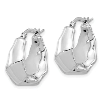Sterling Silver Rhodium-plated Polished Tapered Round Hoop Earrings