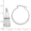 Sterling Silver RH-Plated Textured and Tapered MED Round Hoop Earrings