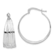 Sterling Silver RH-Plated Textured and Tapered MED Round Hoop Earrings